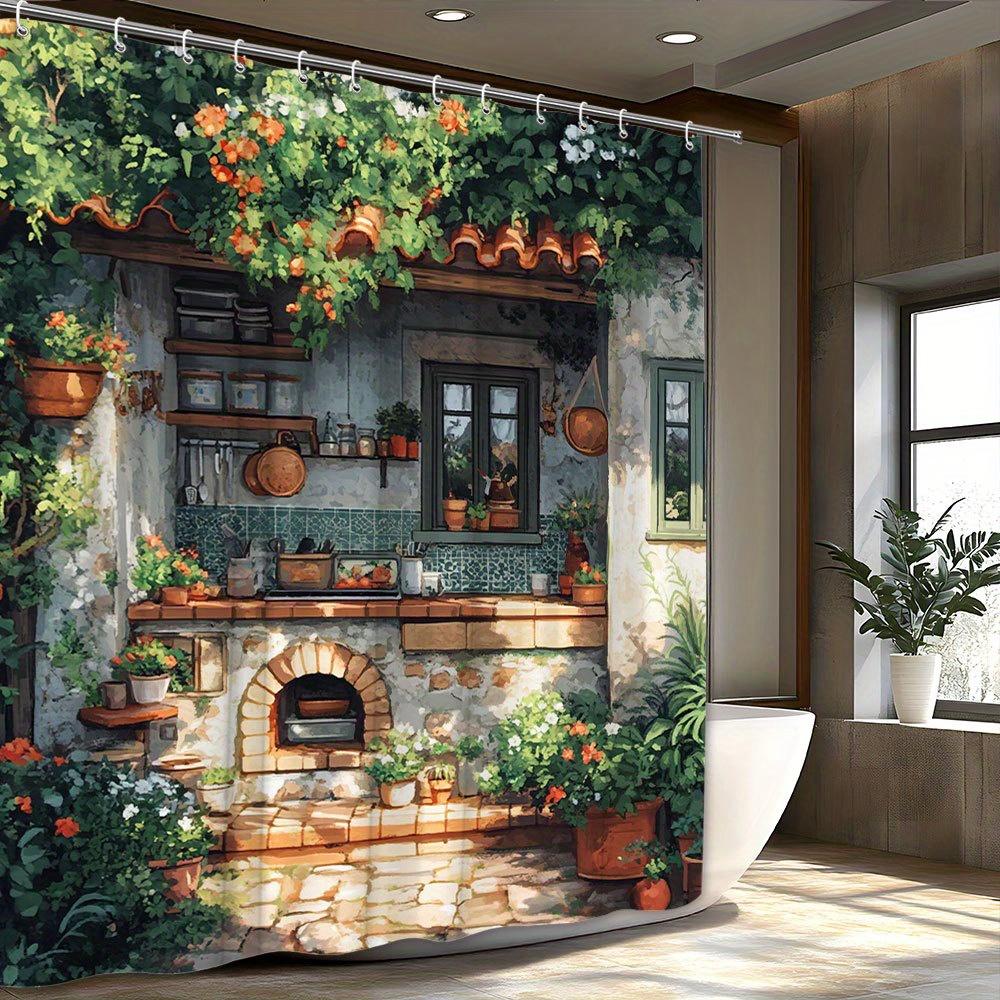Rustic Kitchen Garden Shower Curtain - Stone Wall, Climbing Plants,Red Orange Blooms,Cobblestone Path,European Village Aesthetic W90xH180cm
Rustic Kitchen Garden Shower Curtain - Stone Wall, Climbing Plants,Red Orange Blooms,Cobblestone Path,European Village Aesthetic W90xH180cm