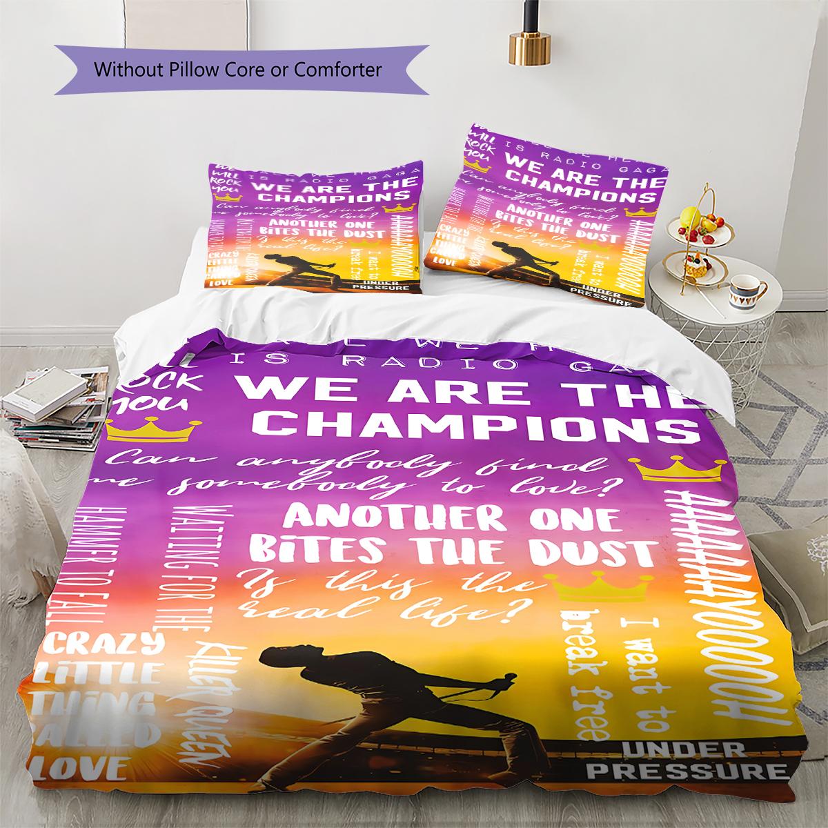 Music Queen Band Pattern Bedding Quilt Set Quilt Cover Pillowcase Home Decoration Gift (1 * duvet cover + 2 * pillowcase, without core) 135x200cm
Music Queen Band Pattern Bedding Quilt Set Quilt Cover Pillowcase Home Decoration Gift (1 * duvet cover + 2 * pillowcase, without core) 135x200cm