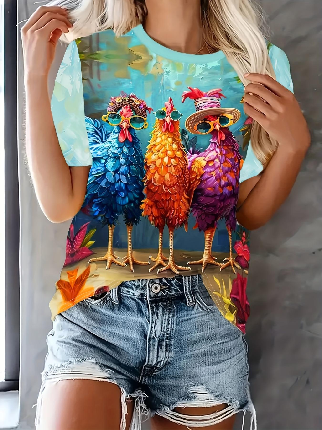 Women S Elegant Chicken Print T-Shirt - 95% Polyester. 5% Spandex. Medium Stretch. Knit Fabric. Crew Neck. Short Sleeve. 180gsm. All Over 3D Digital P XL дубильная кора
Women S Elegant Chicken Print T-Shirt - 95% Polyester. 5% Spandex. Medium Stretch. Knit Fabric. Crew Neck. Short Sleeve. 180gsm. All Over 3D Digital P XL дубильная кора