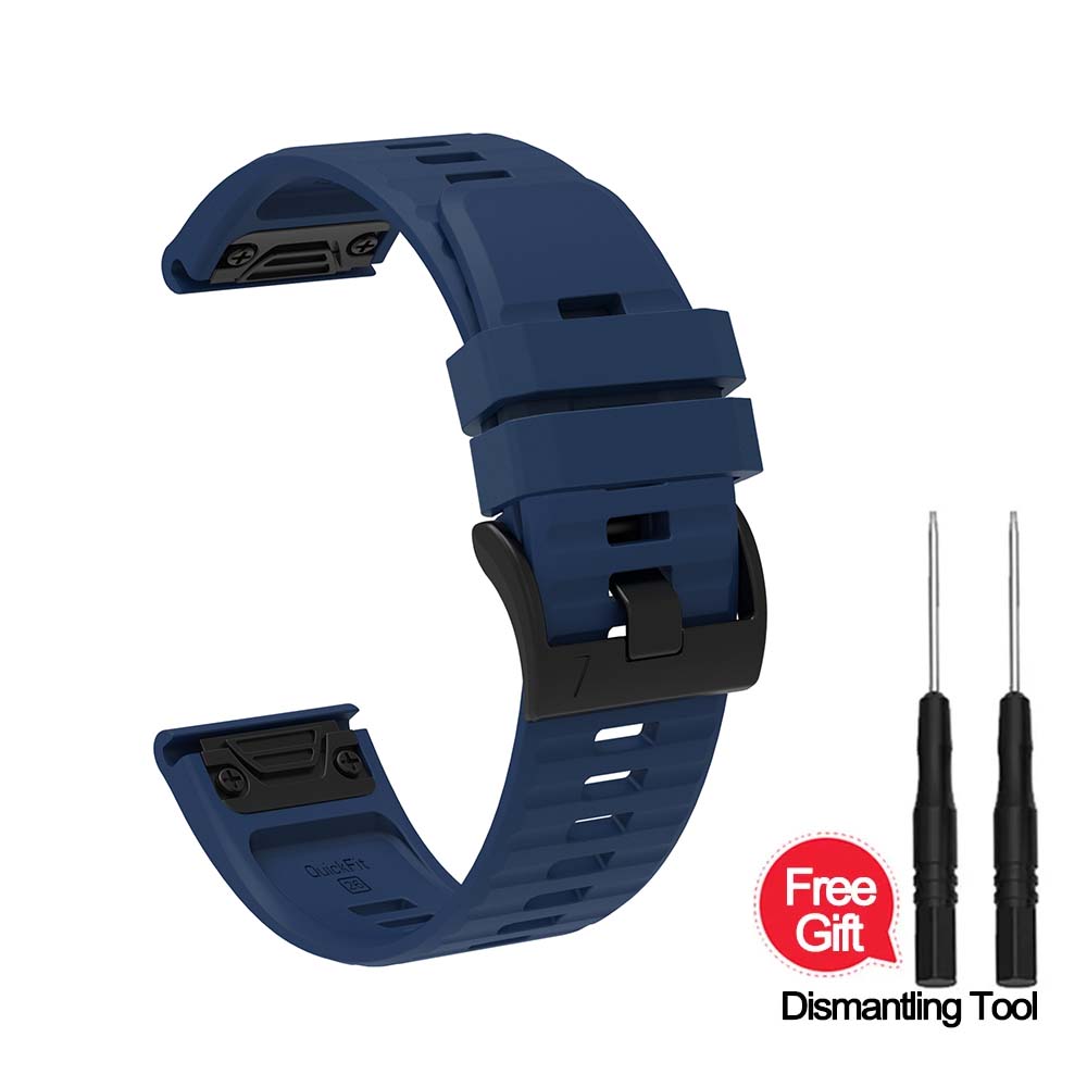 Быстросъемный ремешок для часов 22 мм для Garmin Fenix 8/E/Epix Pro 47 мм, Fenix 7, Fenix6 Solar, Forerunner 955/945/965 Силиконовый ремешок для часов 22MM темно-синий