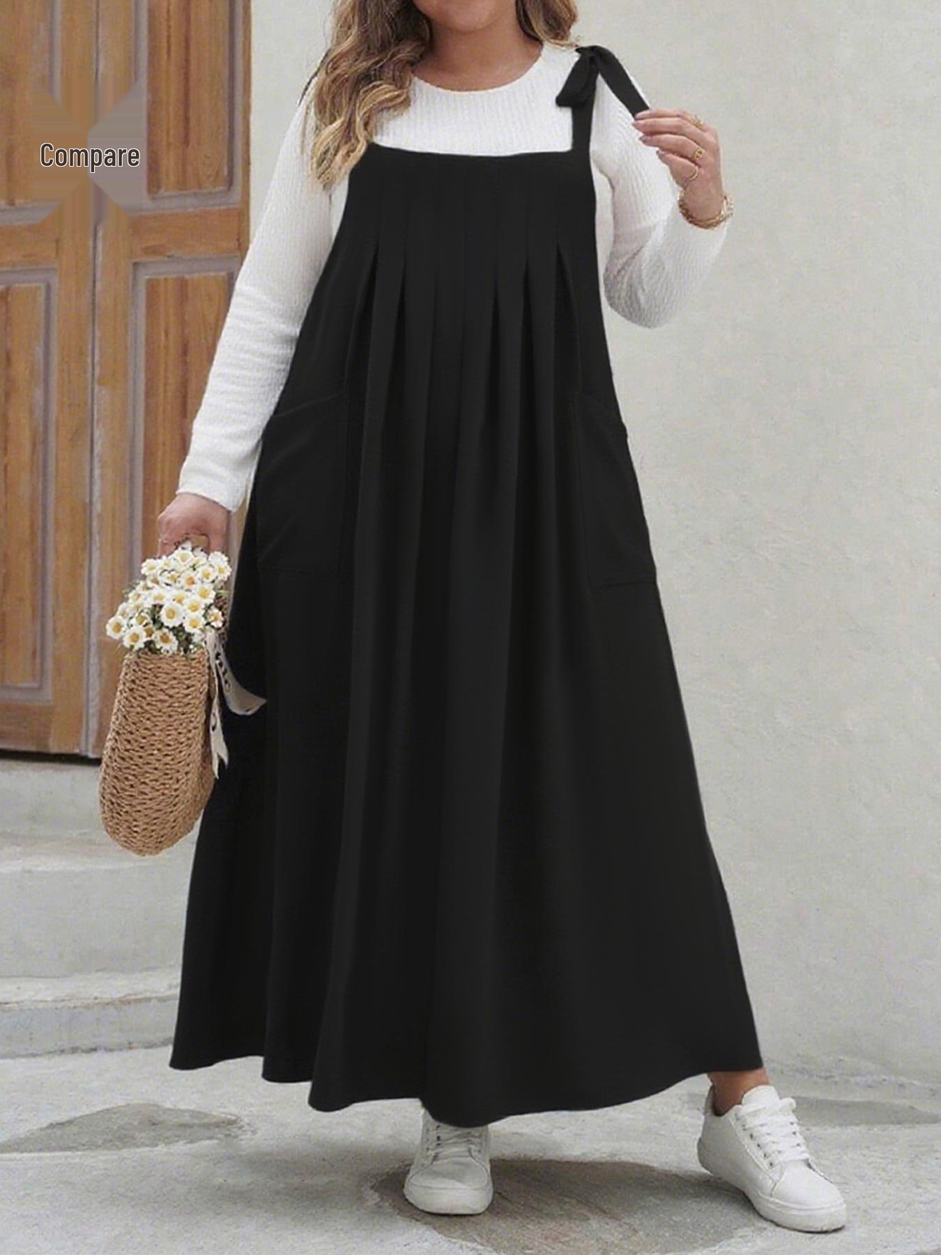 Plus Size Women s Pleated Bust Camisole Bowknot Dress - Solid Color, Casual Fashion. XL чорний
Plus Size Women s Pleated Bust Camisole Bowknot Dress - Solid Color, Casual Fashion. XL чорний