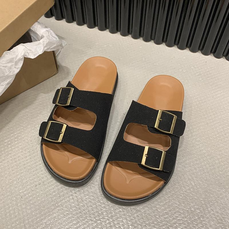 European and American large size solid color summer new round head thick bottom fashion belt buckle women s one-character sandals 42 чорний
European and American large size solid color summer new round head thick bottom fashion belt buckle women s one-character sandals 42 чорний