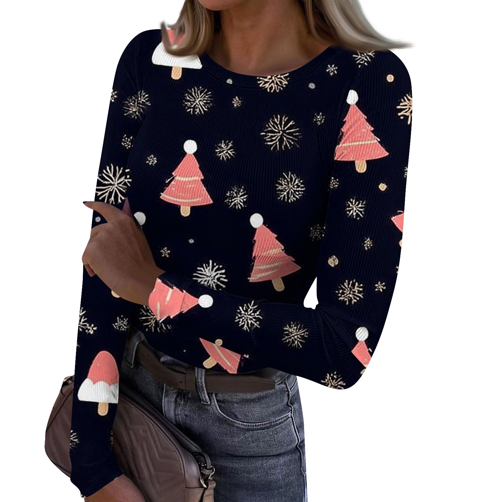 Женская модная облегающая футболка с круглым вырезом, базовый слой, с рождественским принтом, с длинным рукавом S тёмно-синий
Женская модная облегающая футболка с круглым вырезом, базовый слой, с рождественским принтом, с длинным рукавом S тёмно-синий