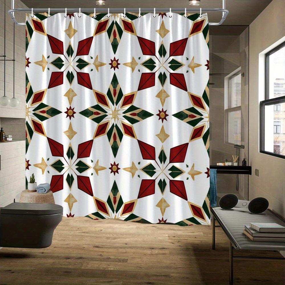 Geometric Star Curtain, Red-Green-Gold Design, Polyester, Diamonds & Triangles, Fade Resistant, Machine Washable, Bath Decor W60H190(CM)-1 Pcs
Geometric Star Curtain, Red-Green-Gold Design, Polyester, Diamonds & Triangles, Fade Resistant, Machine Washable, Bath Decor W60H190(CM)-1 Pcs