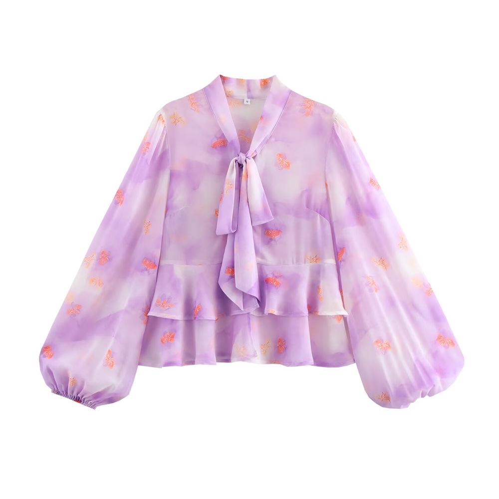 2025 Spring Women s Loose Casual Chiffon Layered Ruffle Tie-Up Top Small фиолетовый
2025 Spring Women s Loose Casual Chiffon Layered Ruffle Tie-Up Top Small фиолетовый