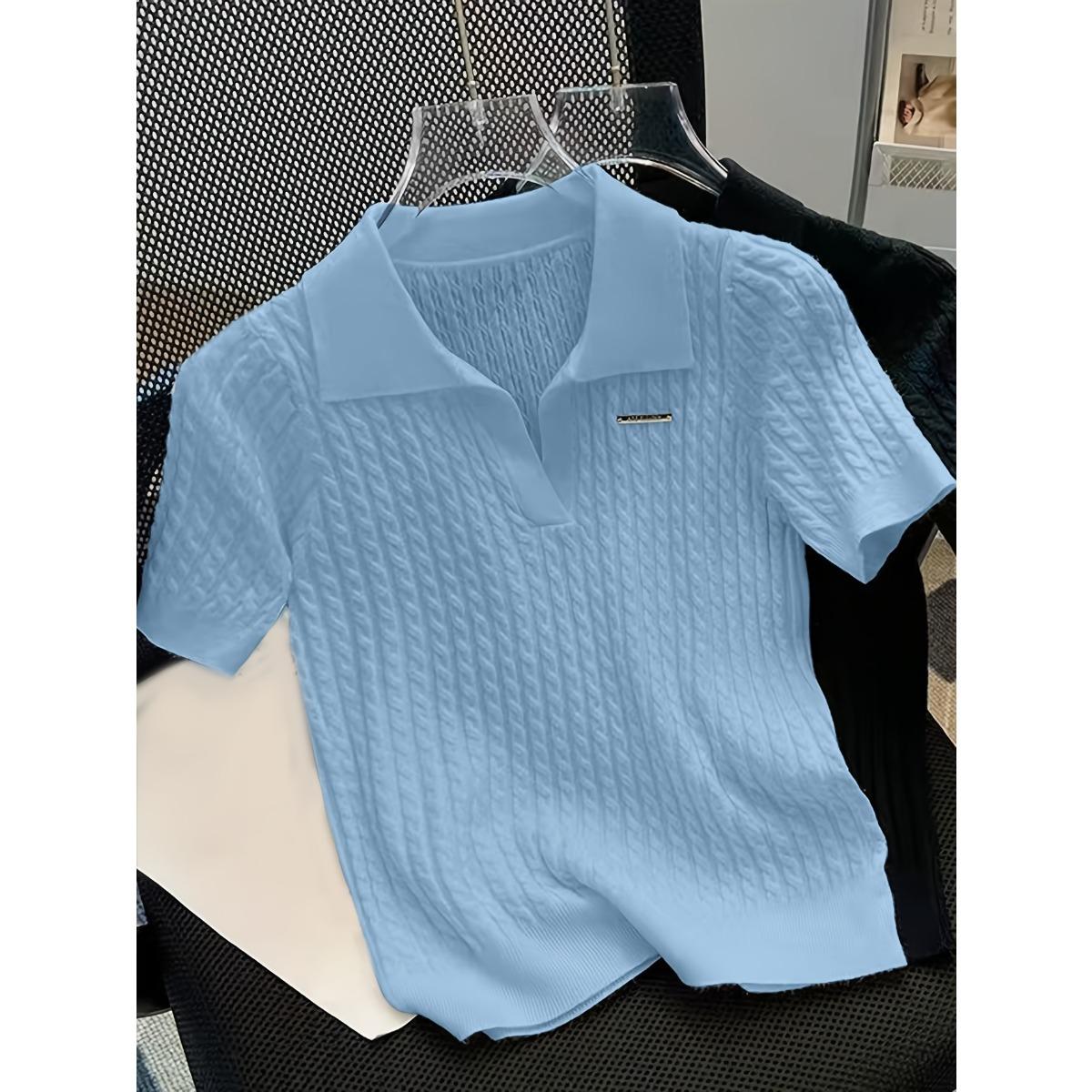 Temperament Lapel Ice Silk Knit Top Летняя свободная тонкая футболка с короткими рукавами one size небесно-голубой
Temperament Lapel Ice Silk Knit Top Летняя свободная тонкая футболка с короткими рукавами one size небесно-голубой