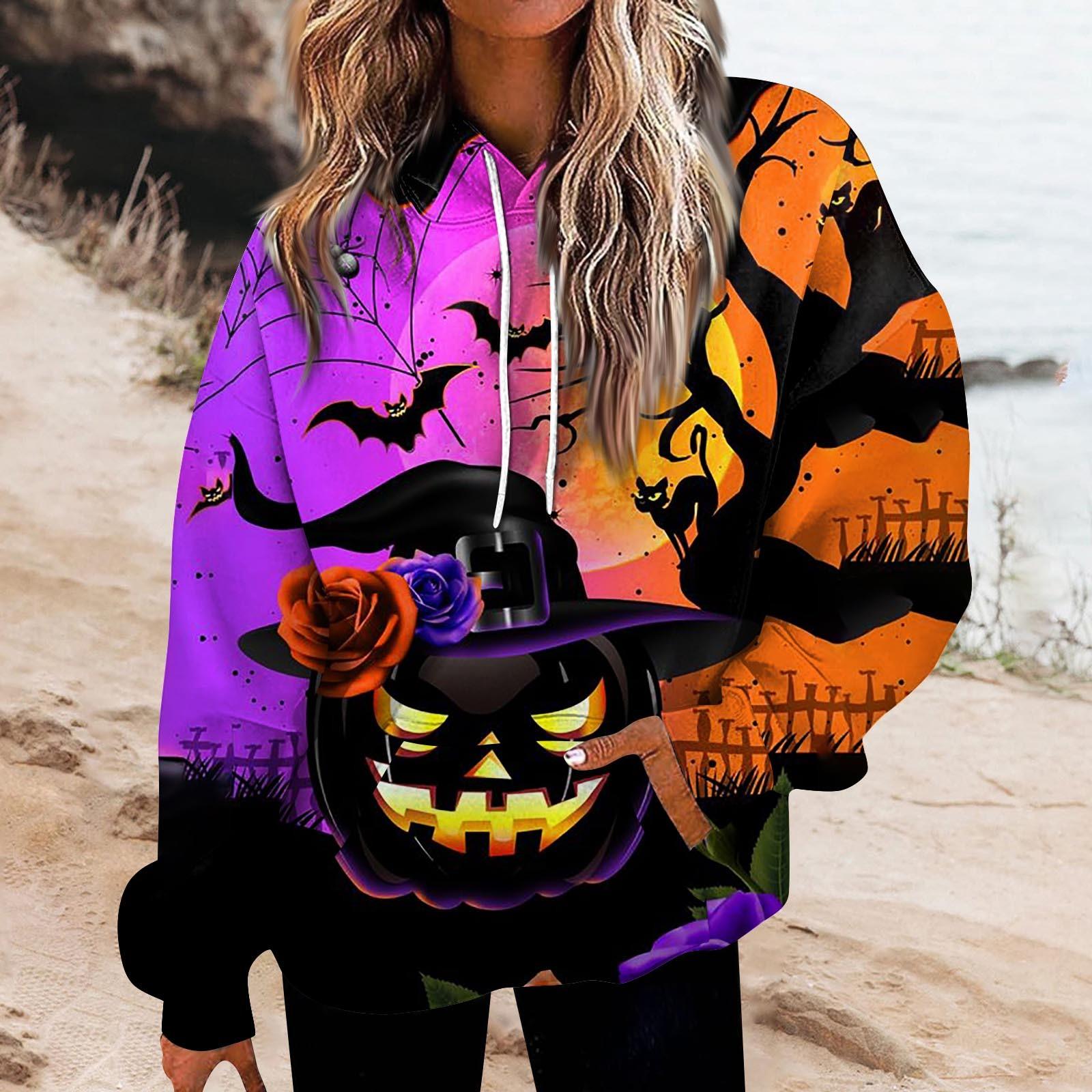 Женская мода на Хэллоуин, повседневные универсальные повседневные толстовки с круглым вырезом, топ с длинными рукавами и принтом, толстовка XXXXL
Женская мода на Хэллоуин, повседневные универсальные повседневные толстовки с круглым вырезом, топ с длинными рукавами и принтом, толстовка XXXXL