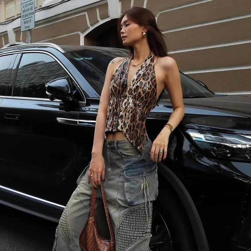 American Street Cool Hottie Leopard Print Sequin Slit Camisole for Women L чорний
American Street Cool Hottie Leopard Print Sequin Slit Camisole for Women L чорний