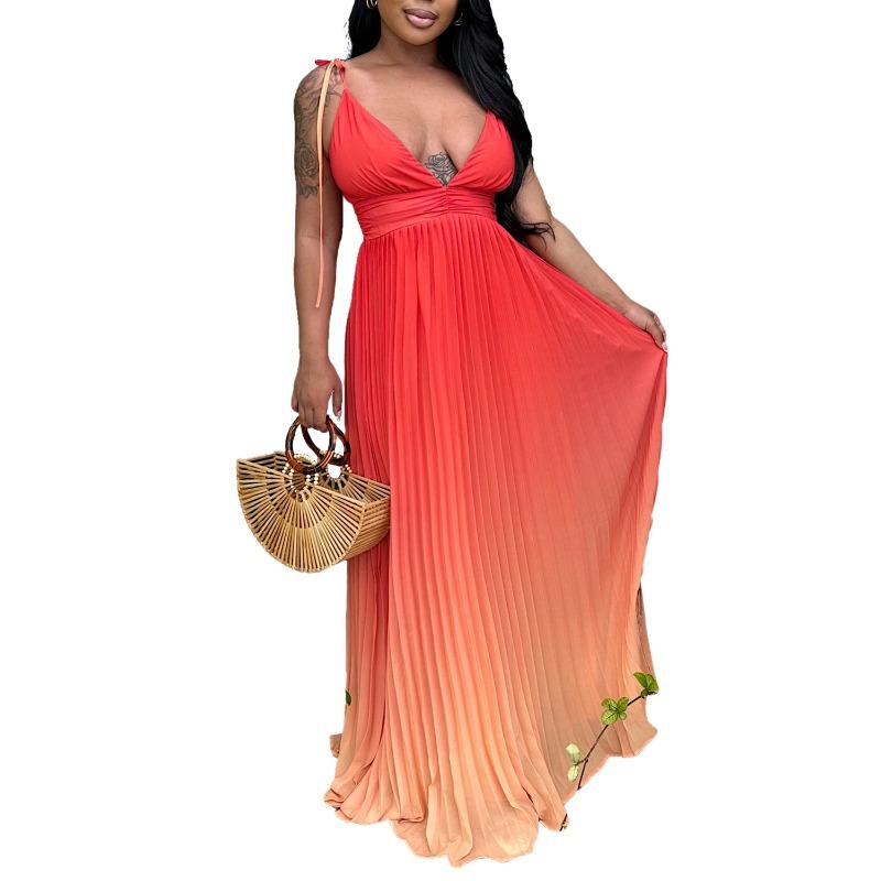 Suer Beach V-neck halter suspender sexy straps gradual change color long dress dress dress XXXL помаранчевий
Suer Beach V-neck halter suspender sexy straps gradual change color long dress dress dress XXXL помаранчевий
