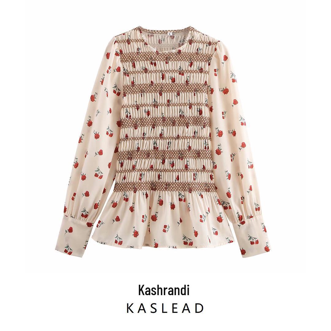 2025 Spring Women s European & American Floral Long Sleeve Round Neck Pleated Shirt Small
2025 Spring Women s European & American Floral Long Sleeve Round Neck Pleated Shirt Small