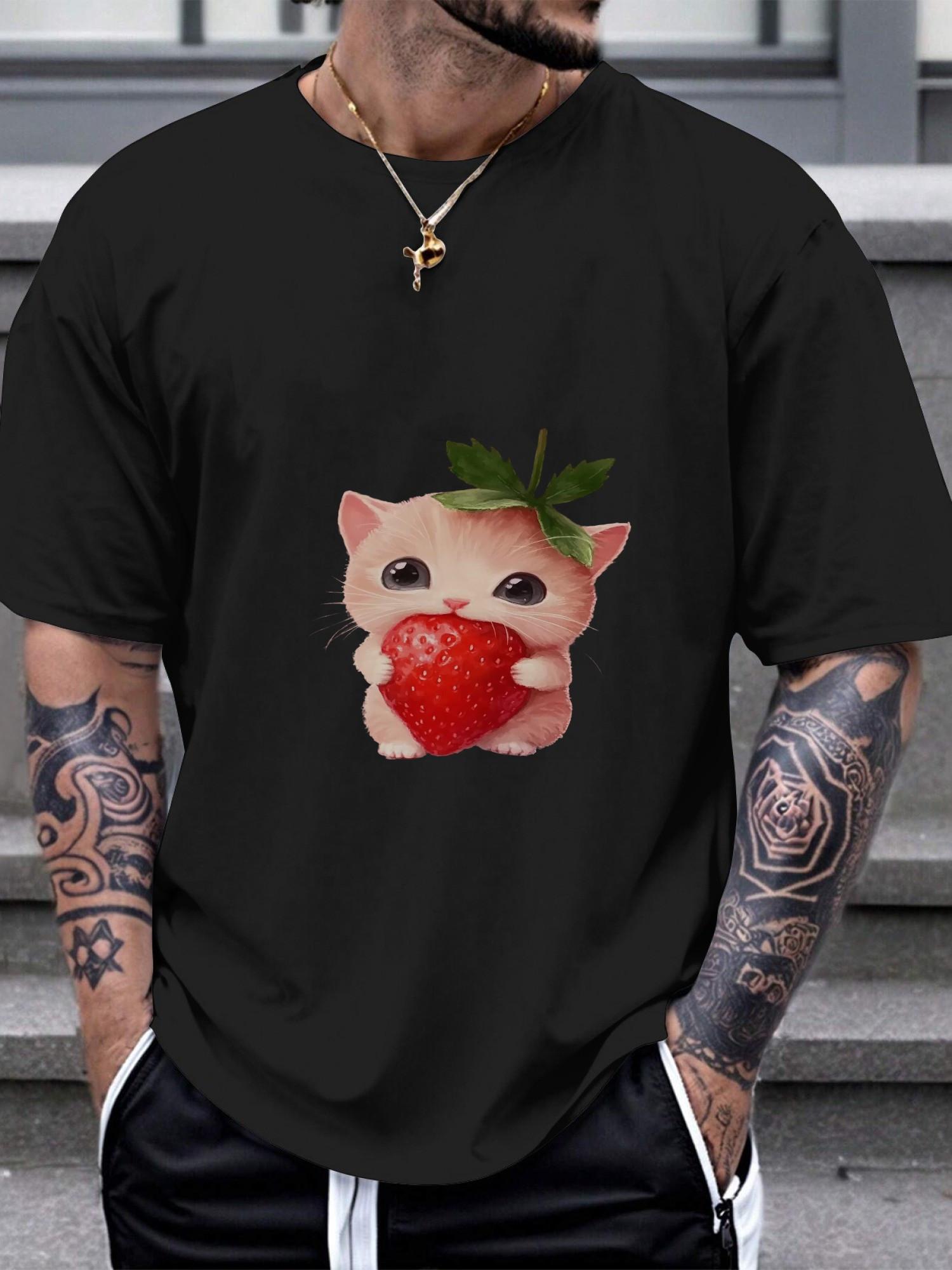 1pc Casual Kawaii Strawberry Cat Graphic T-shirt - 180g Cotton Crew Neck Short Sleeve Tee with Photorealistic Hyperbole Print S
1pc Casual Kawaii Strawberry Cat Graphic T-shirt - 180g Cotton Crew Neck Short Sleeve Tee with Photorealistic Hyperbole Print S