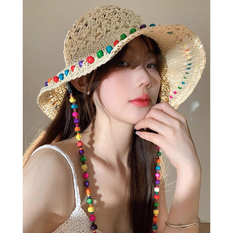 Разделение цветных бусин милая соломенная шляпа крючком женская пляжная шляпа-ведро летняя солнцезащитная шляпа M(56-58cm) бежевый
Разделение цветных бусин милая соломенная шляпа крючком женская пляжная шляпа-ведро летняя солнцезащитная шляпа M(56-58cm) бежевый