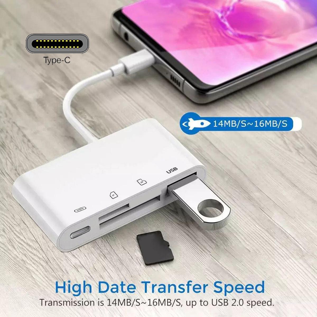 UC-155-SD004 4-in-1 USB 2.0 Type C to SD+TF+USB-A Female Card Reader PD 27W Adapter for Laptop Tablet Phone As Shown A
UC-155-SD004 4-in-1 USB 2.0 Type C to SD+TF+USB-A Female Card Reader PD 27W Adapter for Laptop Tablet Phone As Shown A