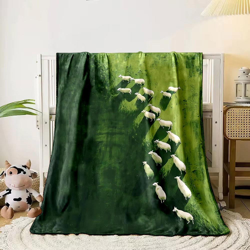 White sheep form a scattered diagonal pattern on a textured green field. for all seasons blanket lunch break throw gift 80cm x 120cm
White sheep form a scattered diagonal pattern on a textured green field. for all seasons blanket lunch break throw gift 80cm x 120cm