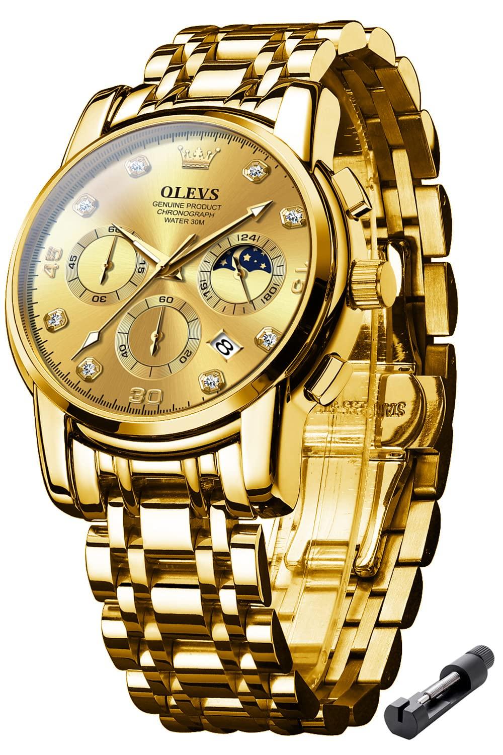 OLEVS Gold Fashion Водонепроницаемые Светящиеся Часы-Хронограф с Фазами Луны Из Нержавеющей Стали Браслет Сапфировое Стекло Золотые Часы для Мужчин Мужские
OLEVS Gold Fashion Водонепроницаемые Светящиеся Часы-Хронограф с Фазами Луны Из Нержавеющей Стали Браслет Сапфировое Стекло Золотые Часы для Мужчин Мужские