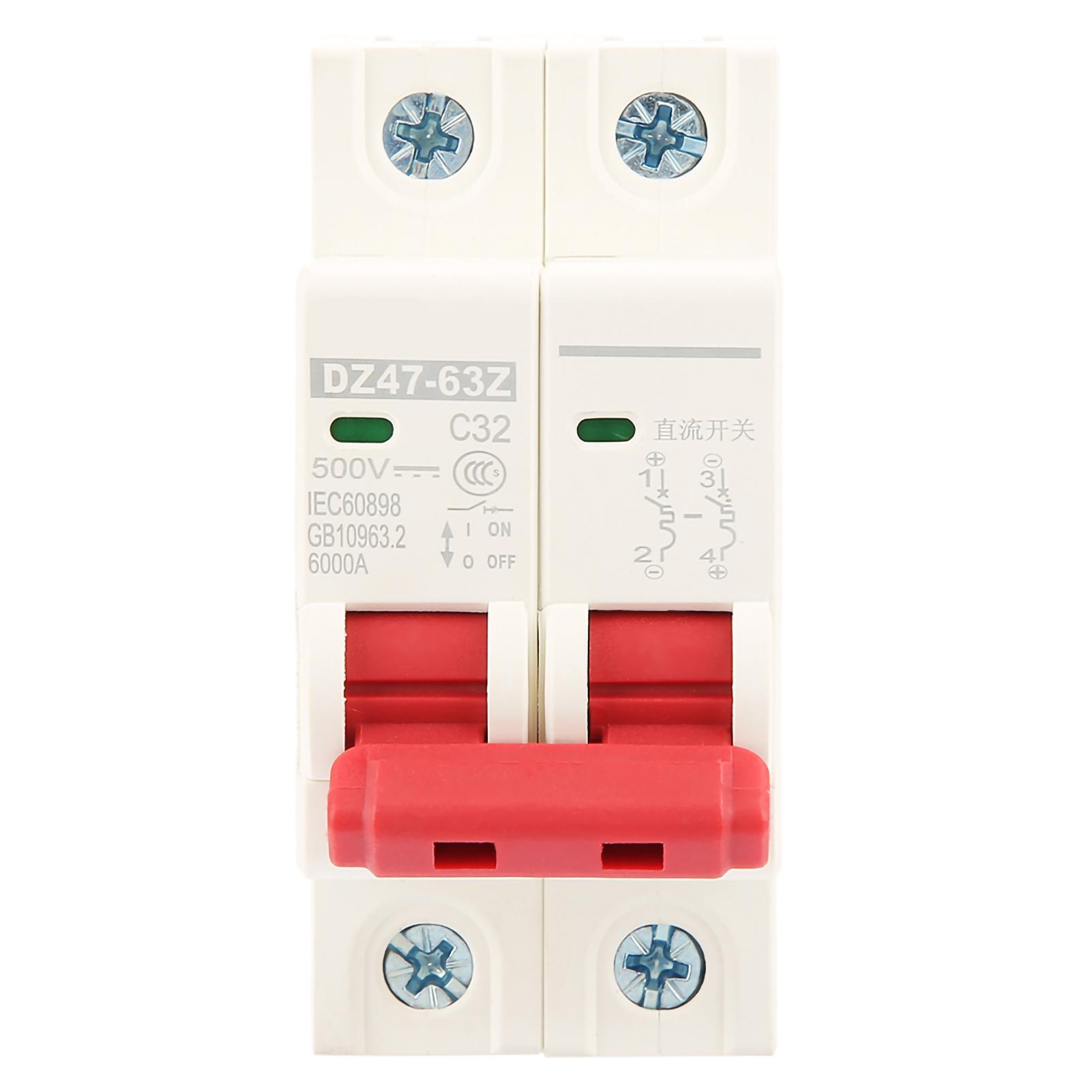 2P DC 500V 32A Mini Circuit Breaker MCB Safety Breaker DZ47 63Z 2P
2P DC 500V 32A Mini Circuit Breaker MCB Safety Breaker DZ47 63Z 2P