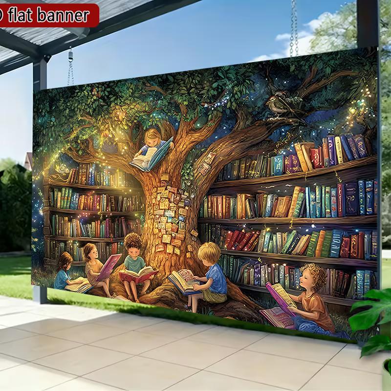2D Enchanted Book Tree Tapestry, Children Reading with Glowing Bookshelf Tree Background for Birthday Party 47.2x31.5inch/120*80cm
2D Enchanted Book Tree Tapestry, Children Reading with Glowing Bookshelf Tree Background for Birthday Party 47.2x31.5inch/120*80cm
