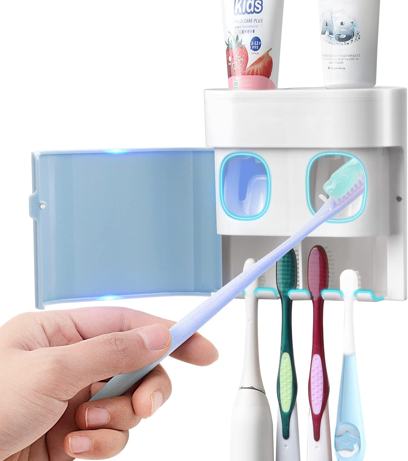 Holder Toothpaste Dispenser Wall Mounted with Cover, 4 Slots Electric Tooth Brush Storage Organizer with 2 Automatic United States
Holder Toothpaste Dispenser Wall Mounted with Cover, 4 Slots Electric Tooth Brush Storage Organizer with 2 Automatic United States