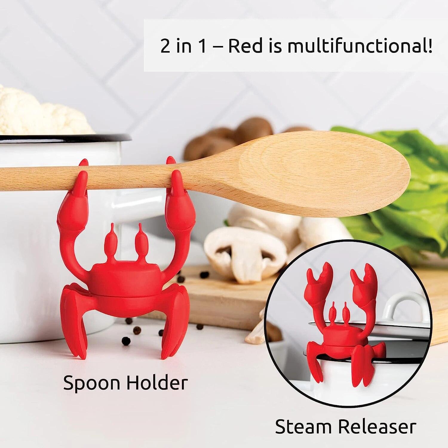 Силиконовый держатель для ложек Red Crab, подходящий для плиты, термостойкий, держатели для кухонной посуды для барбекю, устройство для выпуска пара
Силиконовый держатель для ложек Red Crab, подходящий для плиты, термостойкий, держатели для кухонной посуды для барбекю, устройство для выпуска пара
