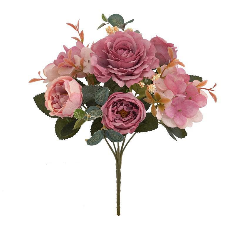 European Vintage Hydrangea Core Peony Artificial Flower Bouquet, Silk Cloth Realistic Floral Design, For Wedding Staircase темно-розовый
European Vintage Hydrangea Core Peony Artificial Flower Bouquet, Silk Cloth Realistic Floral Design, For Wedding Staircase темно-розовый