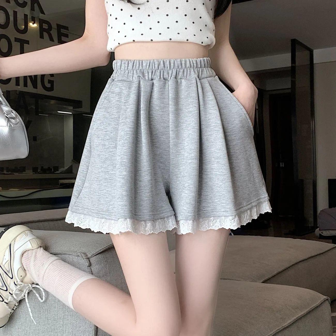 Women s Lace-Trimmed Shorts Korean Style Ruffle Elastic High Waist, Wide Leg - Elegant Casual Dressy Shorts S
Women s Lace-Trimmed Shorts Korean Style Ruffle Elastic High Waist, Wide Leg - Elegant Casual Dressy Shorts S