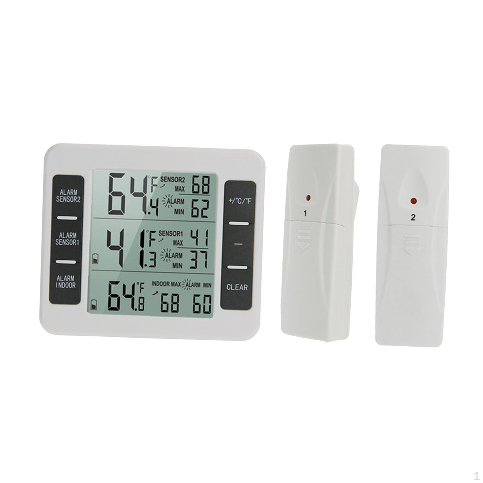 Refrigerator , indoor and Remote Sensor Temperature Monitor with Audible Alarm, Min/Max
Refrigerator , indoor and Remote Sensor Temperature Monitor with Audible Alarm, Min/Max