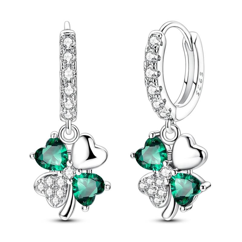 925 Sterling Silver Four Leaf Clover Dangle Hoop Earrings Green Huggie Hoops Paved CZ Lucky Earrings for Women Jewelry Gifts
925 Sterling Silver Four Leaf Clover Dangle Hoop Earrings Green Huggie Hoops Paved CZ Lucky Earrings for Women Jewelry Gifts