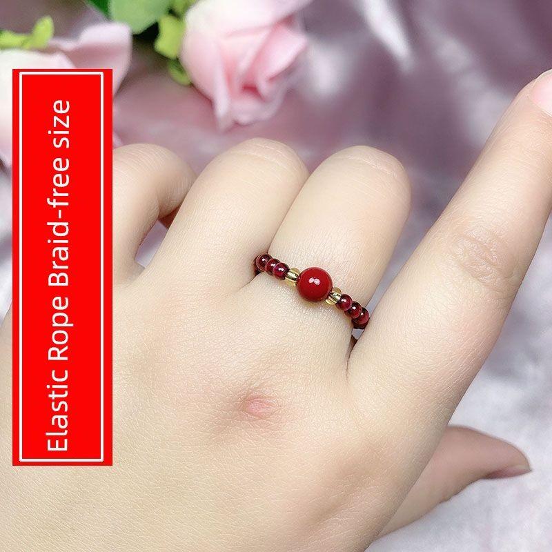 Fidelity Genuine Goods Cinnabar Ring Female Index Finger Tail Ring Circle Special-Interest Design Cinnabar Purple Gold Sand All-Match Jewelry Elastic ring beads 6mm
Fidelity Genuine Goods Cinnabar Ring Female Index Finger Tail Ring Circle Special-Interest Design Cinnabar Purple Gold Sand All-Match Jewelry Elastic ring beads 6mm