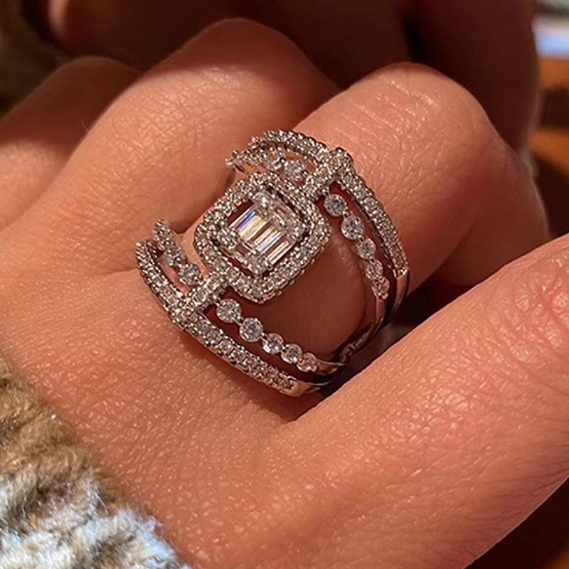 Huitan Unique Geometric Design Ring for Women Party Fashion Inlaid Sparkling CZ Luxury Accessories Engagement Delicate Zircon 6
Huitan Unique Geometric Design Ring for Women Party Fashion Inlaid Sparkling CZ Luxury Accessories Engagement Delicate Zircon 6