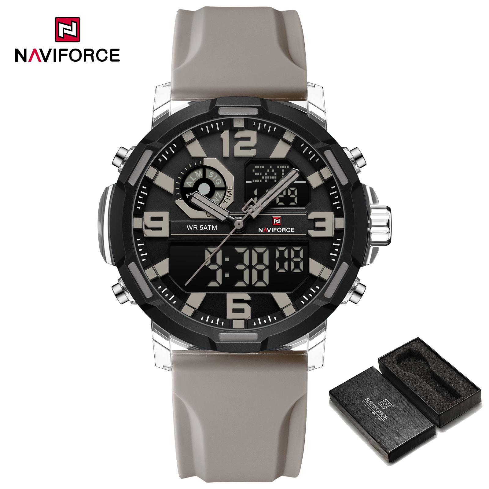 NAVIFORCE Original Men Dual Time Watch Quartz Movement LCD Digital Silicone Strap Waterproof Calendar Date Night Pattern Men Watch NF7130 серый
NAVIFORCE Original Men Dual Time Watch Quartz Movement LCD Digital Silicone Strap Waterproof Calendar Date Night Pattern Men Watch NF7130 серый