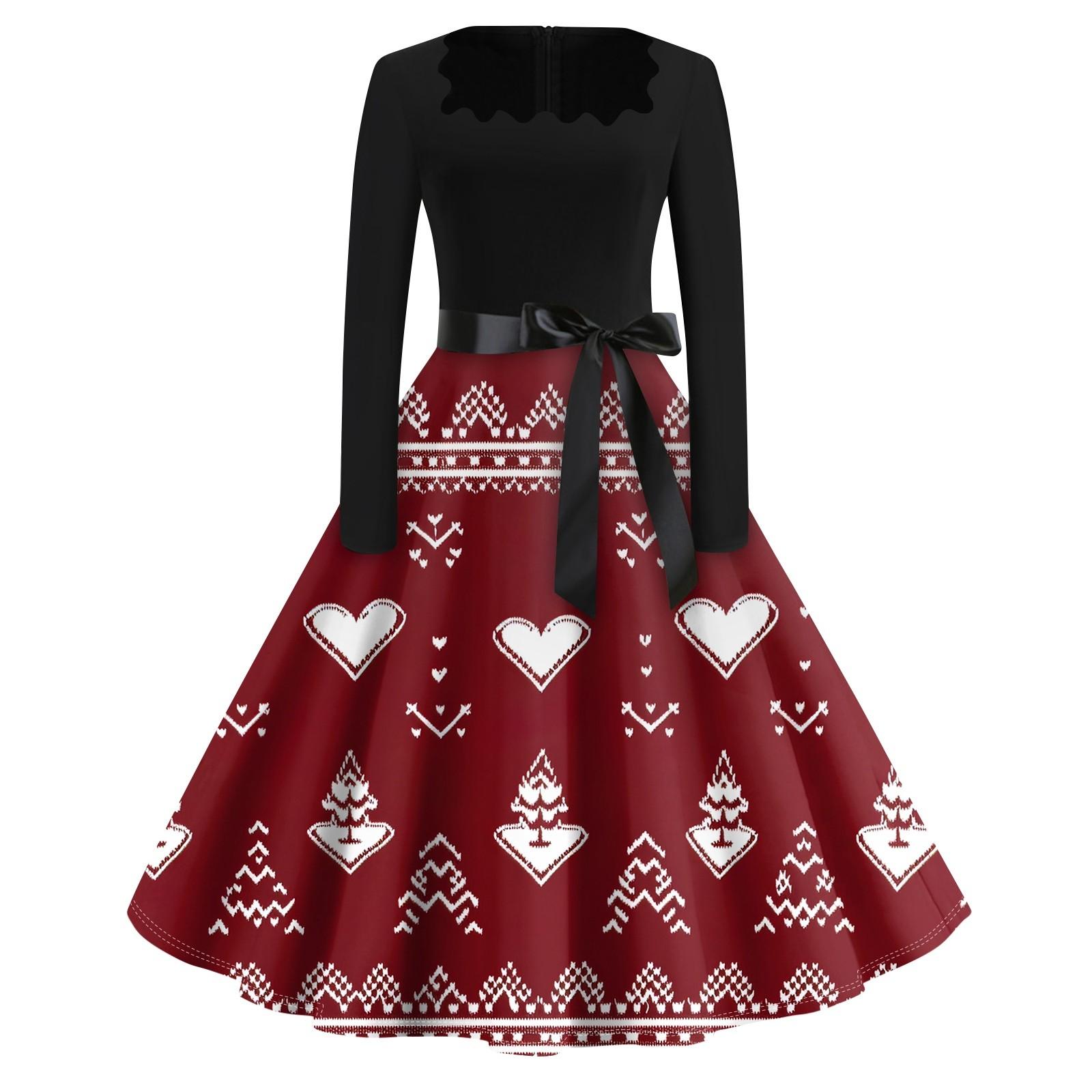 Рождественский принт расклешенное платье для женщин платье с длинным рукавом ажурное вечернее повседневное платье с квадратным воротником XL винный
Рождественский принт расклешенное платье для женщин платье с длинным рукавом ажурное вечернее повседневное платье с квадратным воротником XL винный