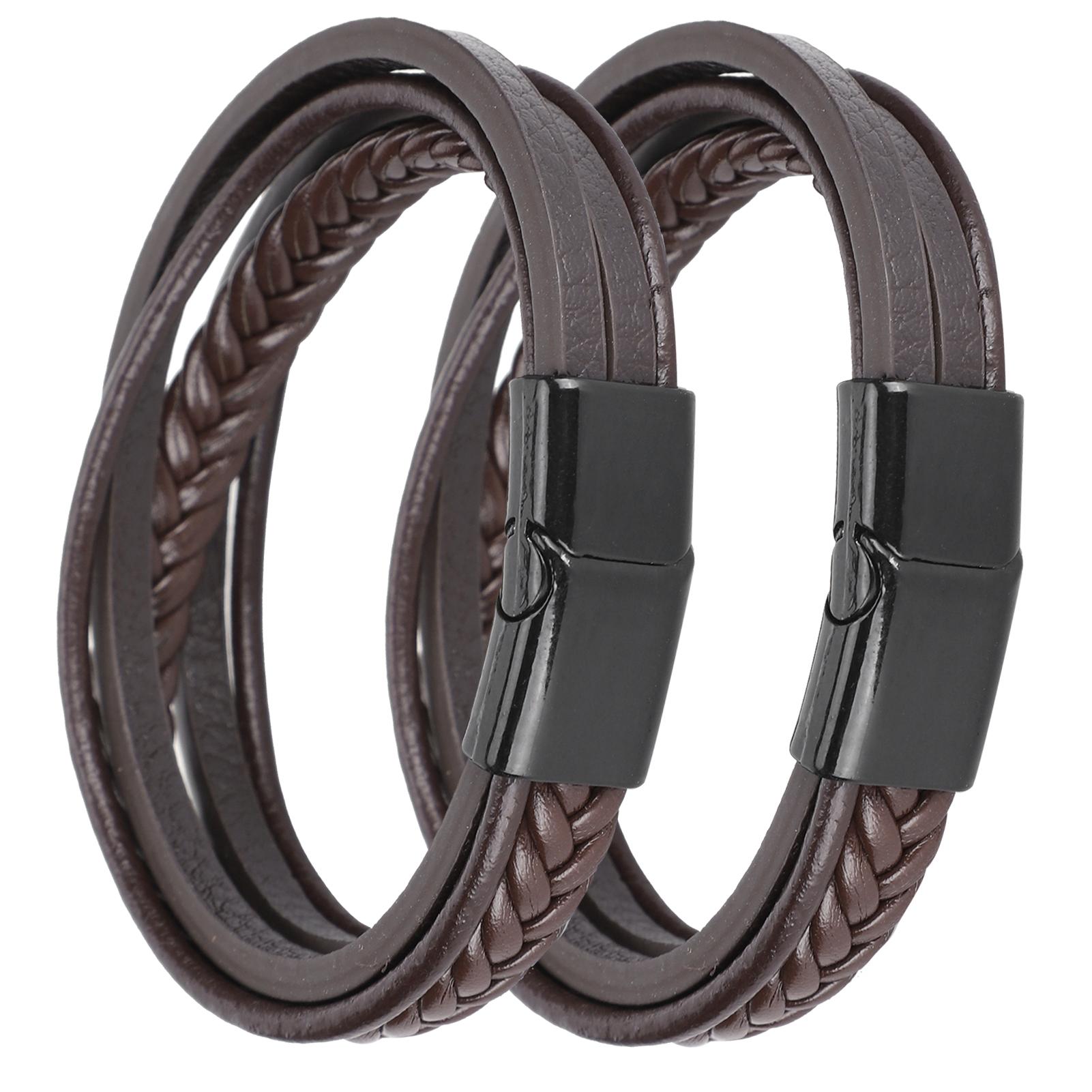 2Pcs Casual PU Leather Bracelet Woven Magnet Clasp Vintage Fashion Craft Decoration
2Pcs Casual PU Leather Bracelet Woven Magnet Clasp Vintage Fashion Craft Decoration
