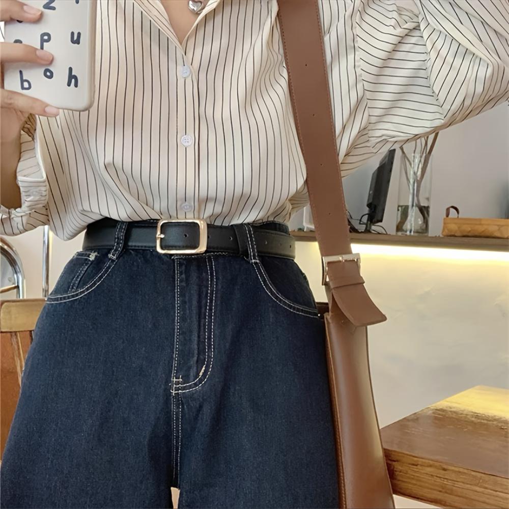 One-piece women s gold buckle casual formal belt One size чёрный
One-piece women s gold buckle casual formal belt One size чёрный