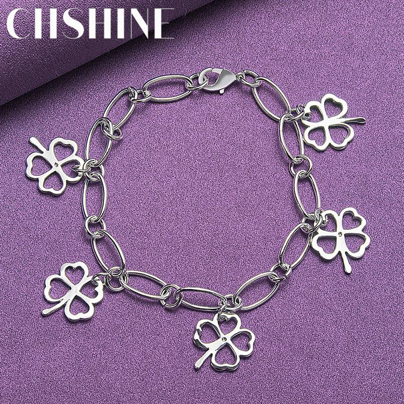 CHSHINE 925 стерлингового серебра четыре листа цветок кулон браслет модный шарм свадебная вечеринка для женщин ювелирные изделия 20CM 8inches
CHSHINE 925 стерлингового серебра четыре листа цветок кулон браслет модный шарм свадебная вечеринка для женщин ювелирные изделия 20CM 8inches