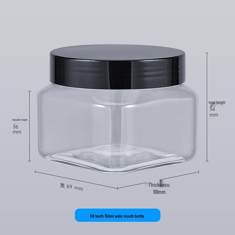 150ml Square Transparent Wide-Mouth PET Bottle for Cosmetic Packaging
150ml Square Transparent Wide-Mouth PET Bottle for Cosmetic Packaging