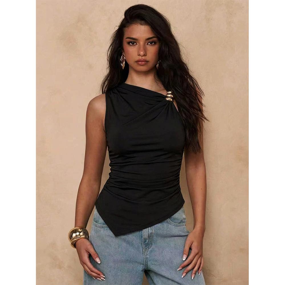 Women s Metal Decor Ruched Asymmetrical Tank Tops Slim Fit Sleeveless Going Out Top 2XL
Women s Metal Decor Ruched Asymmetrical Tank Tops Slim Fit Sleeveless Going Out Top 2XL