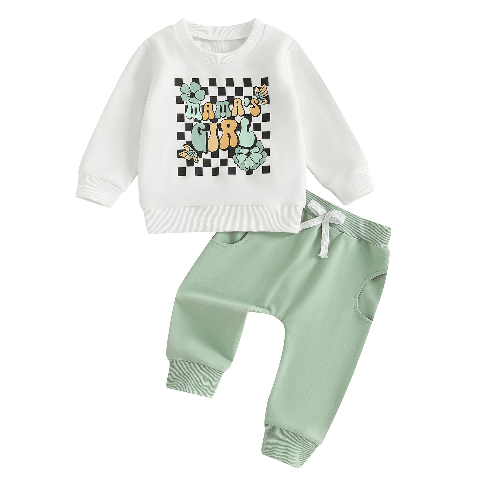 Комплект из 2 предметов для девочек на Хэллоуин, клетчатый и буквенный принт, длинный рукав, толстовка, топы, однотонные длинные брюки 6-12 Months зелёный
Комплект из 2 предметов для девочек на Хэллоуин, клетчатый и буквенный принт, длинный рукав, толстовка, топы, однотонные длинные брюки 6-12 Months зелёный