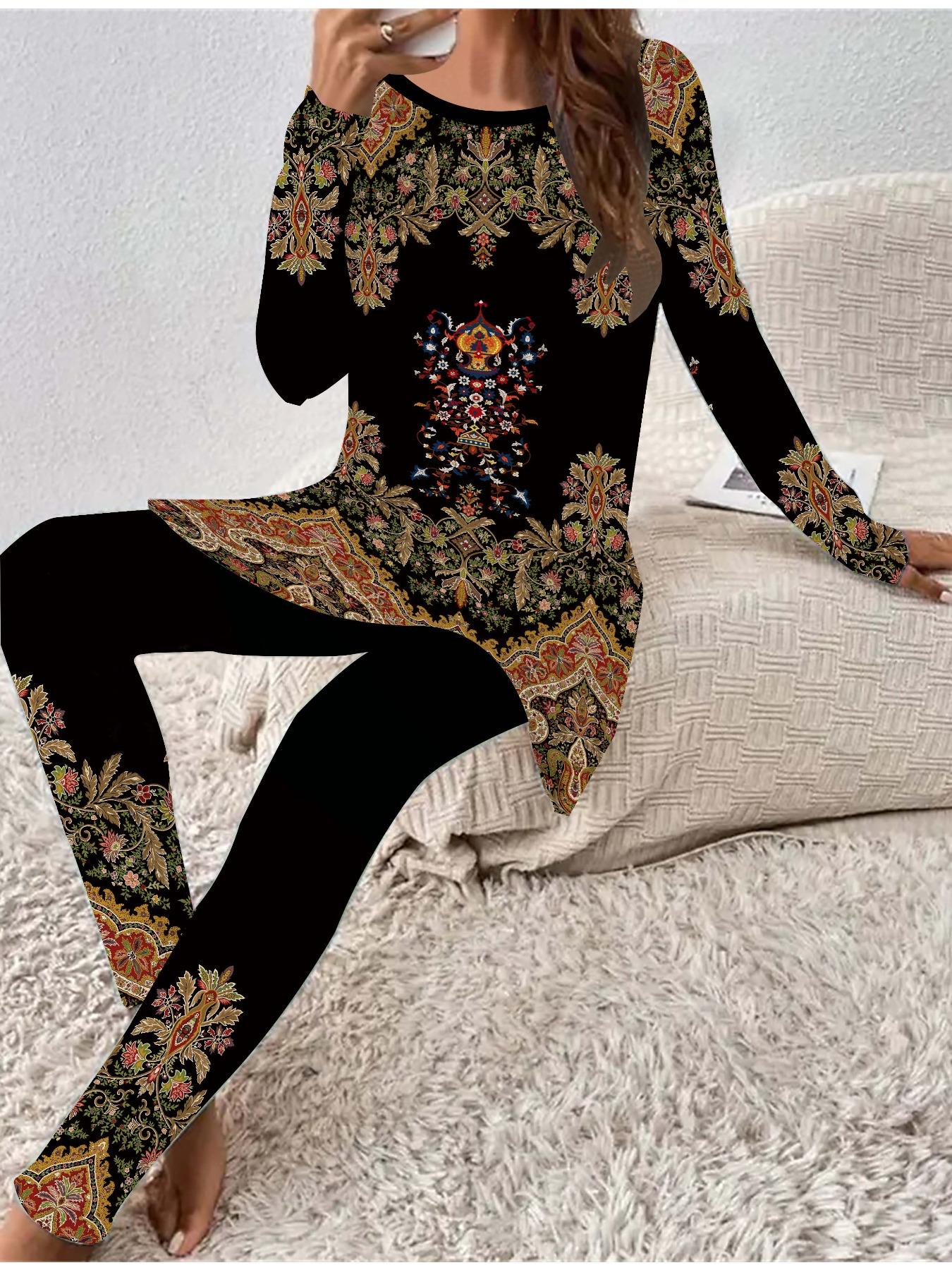 Euro-American Fashion 3D Retro Printed Women s Four-season Long-sleeved T-shirt + Long Pants Two-piece Set. Perfect Gift for New Year & Christmas 8XL чорний
Euro-American Fashion 3D Retro Printed Women s Four-season Long-sleeved T-shirt + Long Pants Two-piece Set. Perfect Gift for New Year & Christmas 8XL чорний