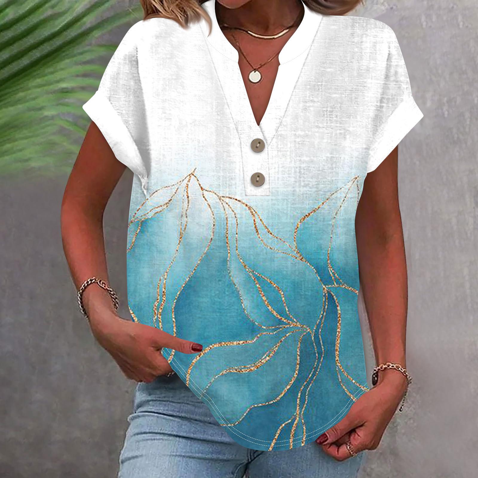 Женская модная повседневная рубашка с v-образным вырезом и коротким рукавом с принтом, футболка на пуговицах, топ XL
Женская модная повседневная рубашка с v-образным вырезом и коротким рукавом с принтом, футболка на пуговицах, топ XL
