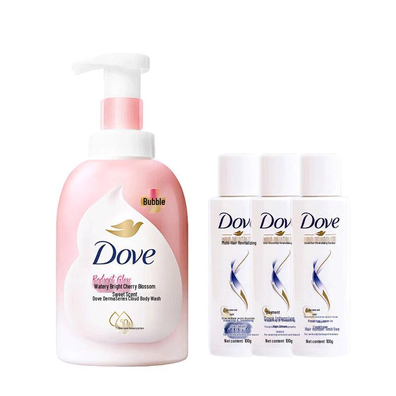 Dove Cherry Blossom Foaming Shower Mousse with Essence Set
Dove Cherry Blossom Foaming Shower Mousse with Essence Set