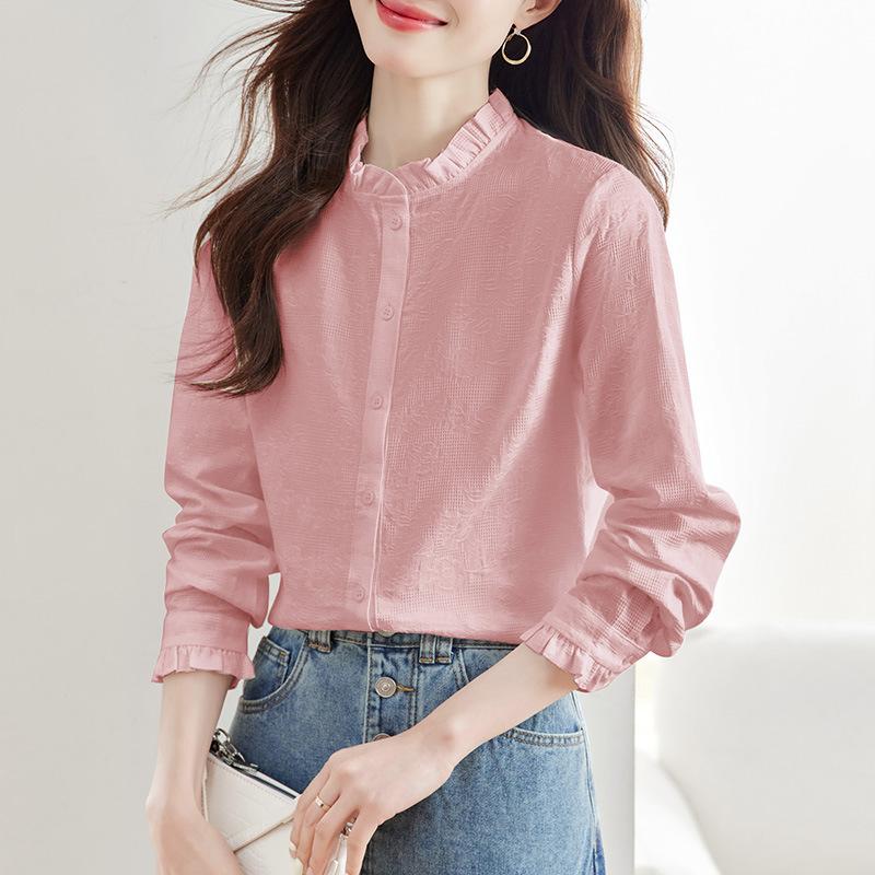 Black Fungus Collar White Shirt for Women Long-sleeved Spring Clothes New Pure Cotton Embroidered Top Slim-fitting Shirt M
Black Fungus Collar White Shirt for Women Long-sleeved Spring Clothes New Pure Cotton Embroidered Top Slim-fitting Shirt M