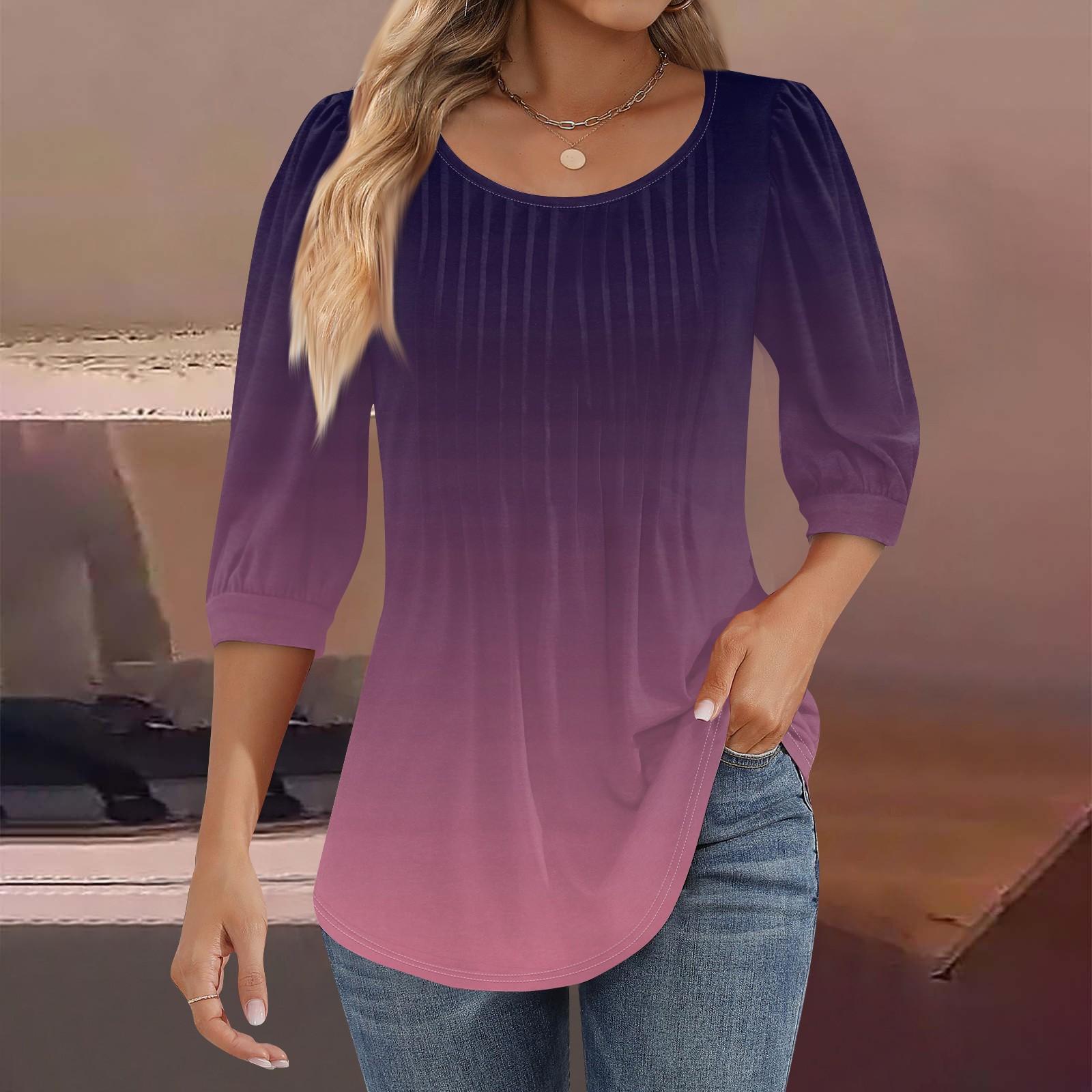 Жіночі туніки з рукавами 3/4 і плісировані блузки Повсякденні вільні весняно-літні футболки XL фіолетовий
Жіночі туніки з рукавами 3/4 і плісировані блузки Повсякденні вільні весняно-літні футболки XL фіолетовий