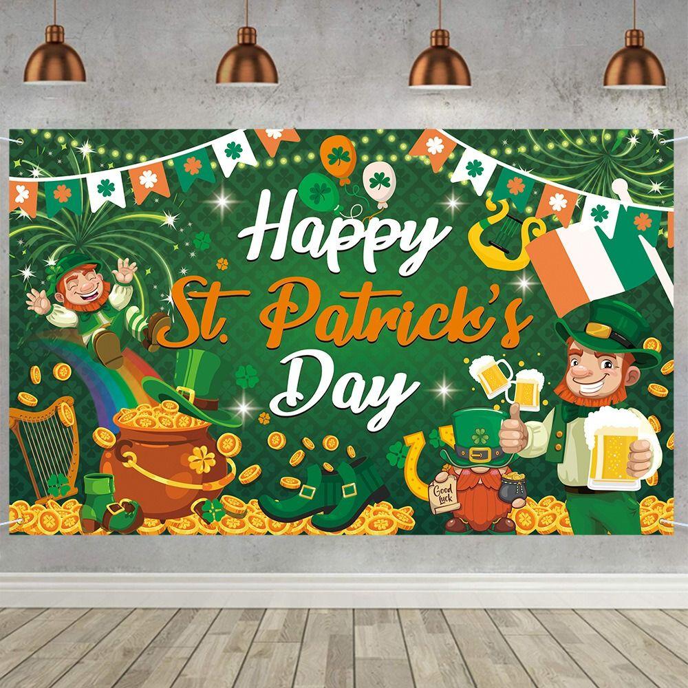 Polyester St. Patrick s Day Photography Backdrop Irish Clover Hanging Banner Photography Props
Polyester St. Patrick s Day Photography Backdrop Irish Clover Hanging Banner Photography Props