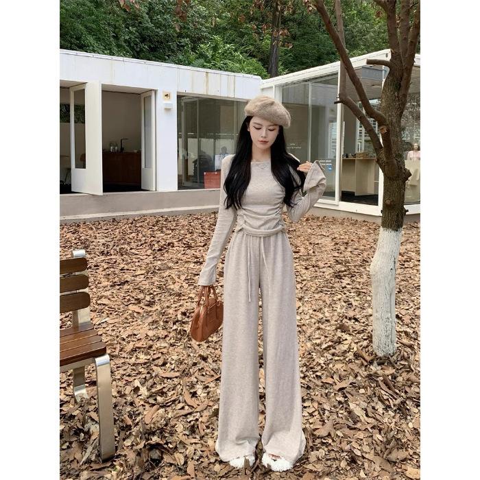 Spice Girl Design Sense Neck Drawstring Long Sleeve T-Shirt High Waist Wide Leg Pants Women s Autumn New Fashion Suit XXL
Spice Girl Design Sense Neck Drawstring Long Sleeve T-Shirt High Waist Wide Leg Pants Women s Autumn New Fashion Suit XXL