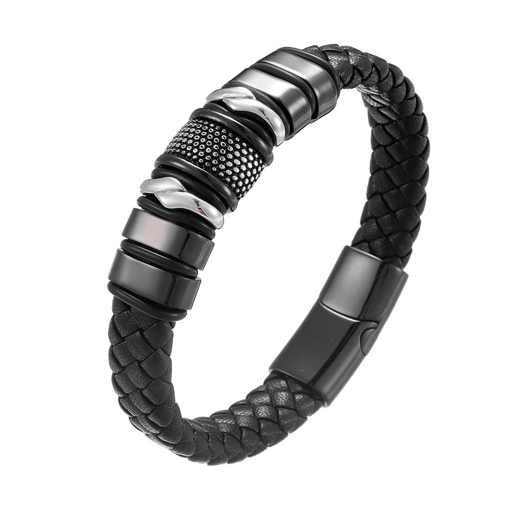 Hot Sale Woven Braided Leather Classic Stainless Steel Punk Rock Men s Leather Bracelet Design DIY Customization 23cm
Hot Sale Woven Braided Leather Classic Stainless Steel Punk Rock Men s Leather Bracelet Design DIY Customization 23cm