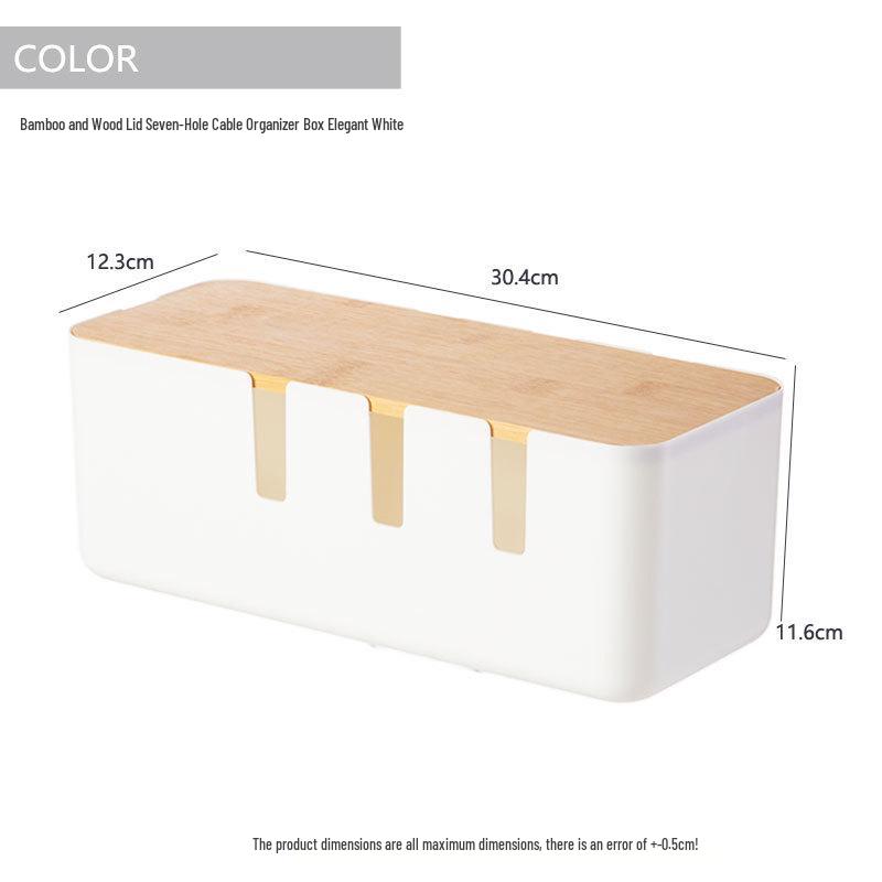 Bamboo & Wood Lid Seven-Hole Cable Organizer Box - Desktop Power Strip & Data Cable Storage
Bamboo & Wood Lid Seven-Hole Cable Organizer Box - Desktop Power Strip & Data Cable Storage