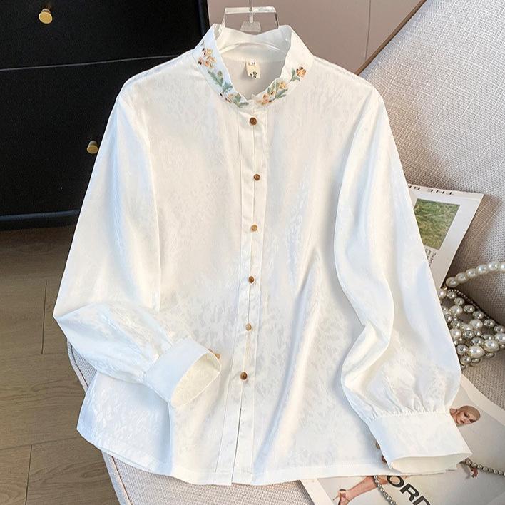 Elegant Retro Chinese Stand-Up Collar Embroidered Long-Sleeve Women s Shirt Large белый
Elegant Retro Chinese Stand-Up Collar Embroidered Long-Sleeve Women s Shirt Large белый