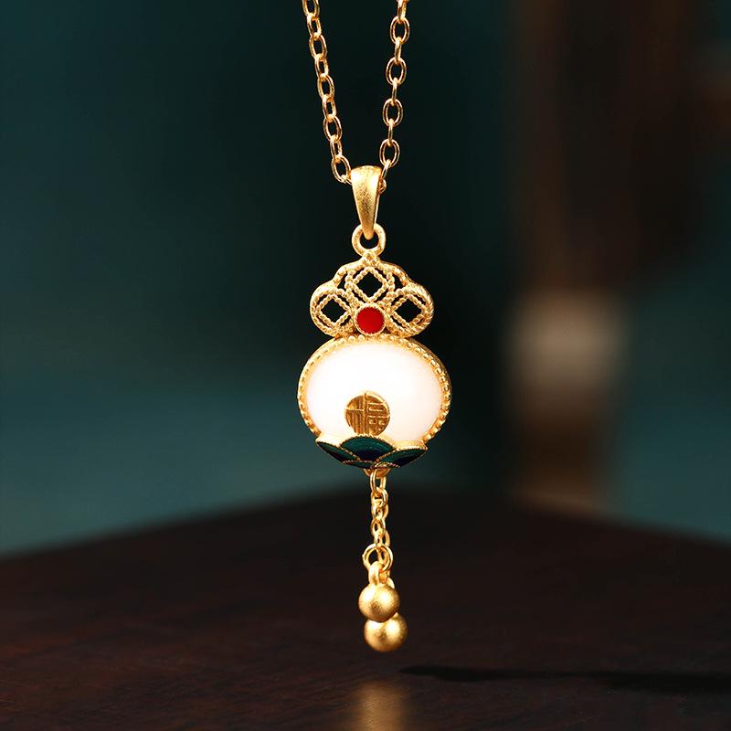 Aieryuan Gold-Plated Hetian Jade Cloisonné Pendant Necklace with Auspicious Cloud & Fu Tassel for Women 24K Gold Plated
Aieryuan Gold-Plated Hetian Jade Cloisonné Pendant Necklace with Auspicious Cloud & Fu Tassel for Women 24K Gold Plated