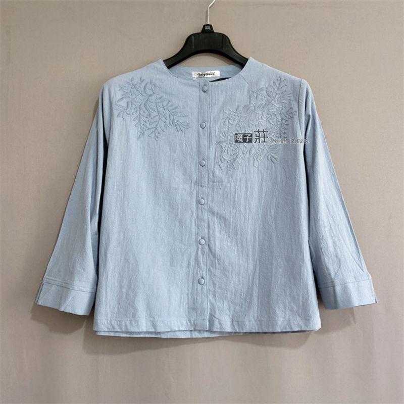 Japanese Order plus Size Women s Clothing Fall Clothing Embroider Eight-Quarter Sleeve Pure Cotton Shirt Embroidered Blouse Gray Blue 3L
Japanese Order plus Size Women s Clothing Fall Clothing Embroider Eight-Quarter Sleeve Pure Cotton Shirt Embroidered Blouse Gray Blue 3L