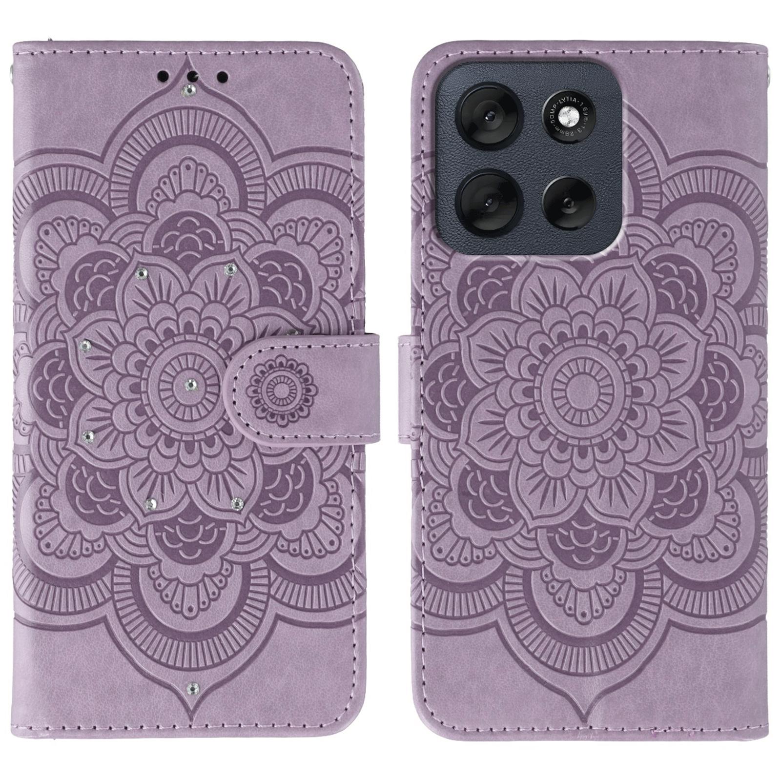 For Motorola Moto G56 5G Case Rhinestone Decor PU Leather Mandala Imprinted Design Phone Cover with Wrist Strap Purple
For Motorola Moto G56 5G Case Rhinestone Decor PU Leather Mandala Imprinted Design Phone Cover with Wrist Strap Purple